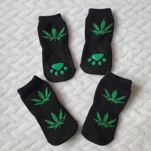 Mary Jane Furbaby Cat Dog Socks Black & Green One Size